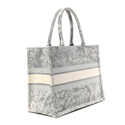 Christian Dior Canvas Embroidered Medium Dioriviera Toile De Jouy Reverse Book Tote Gray 2 of 4