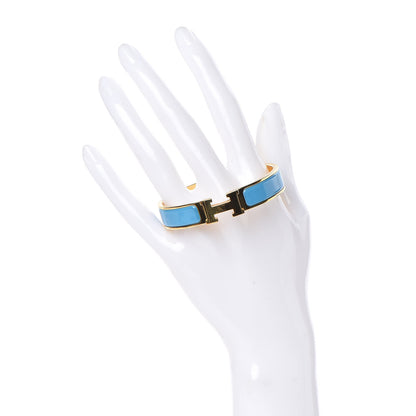 Hermes Enamel Narrow Clic Clac H Bracelet PM Turquoise 2 of 6