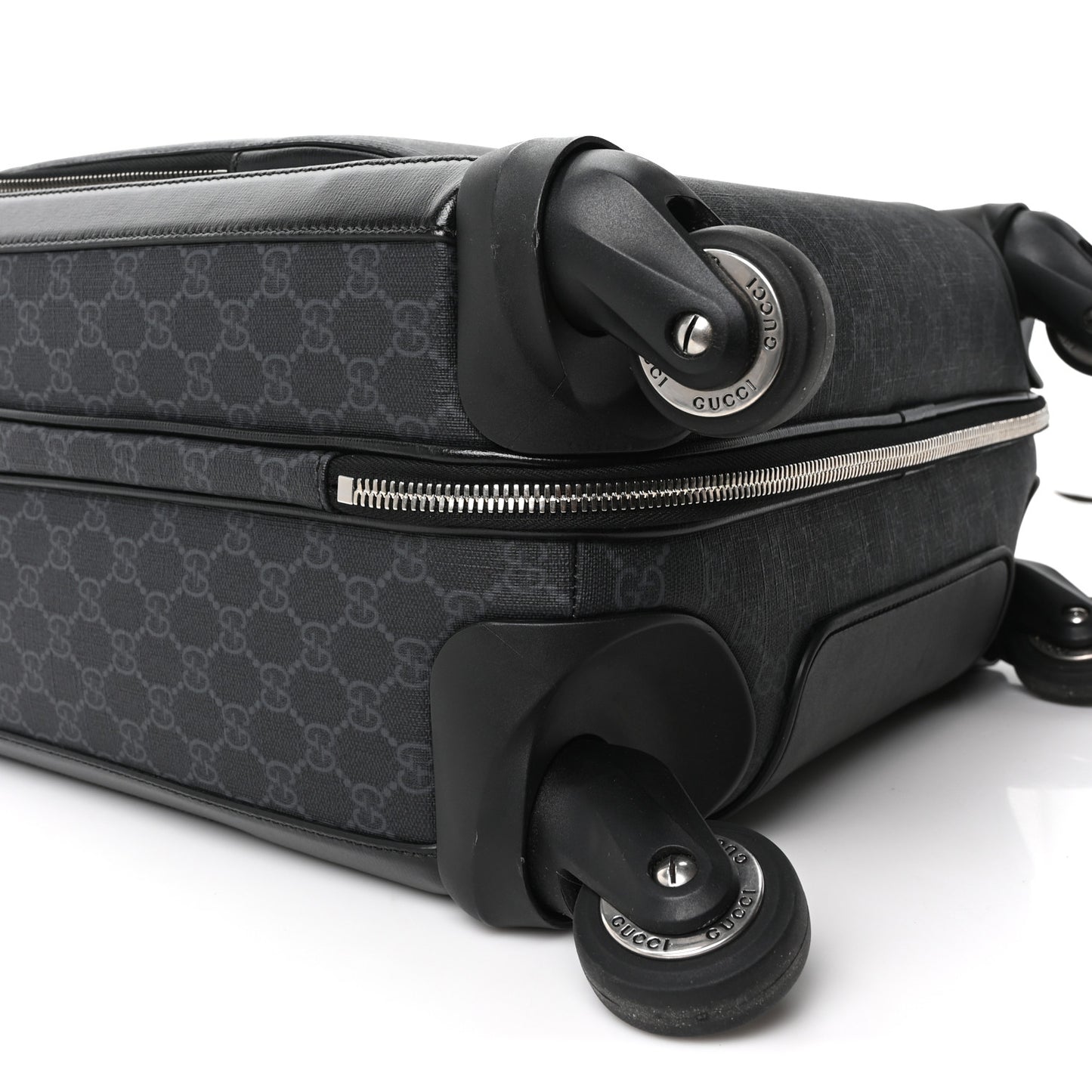 GG Supreme Monogram Four Wheel Suitcase Black Grey