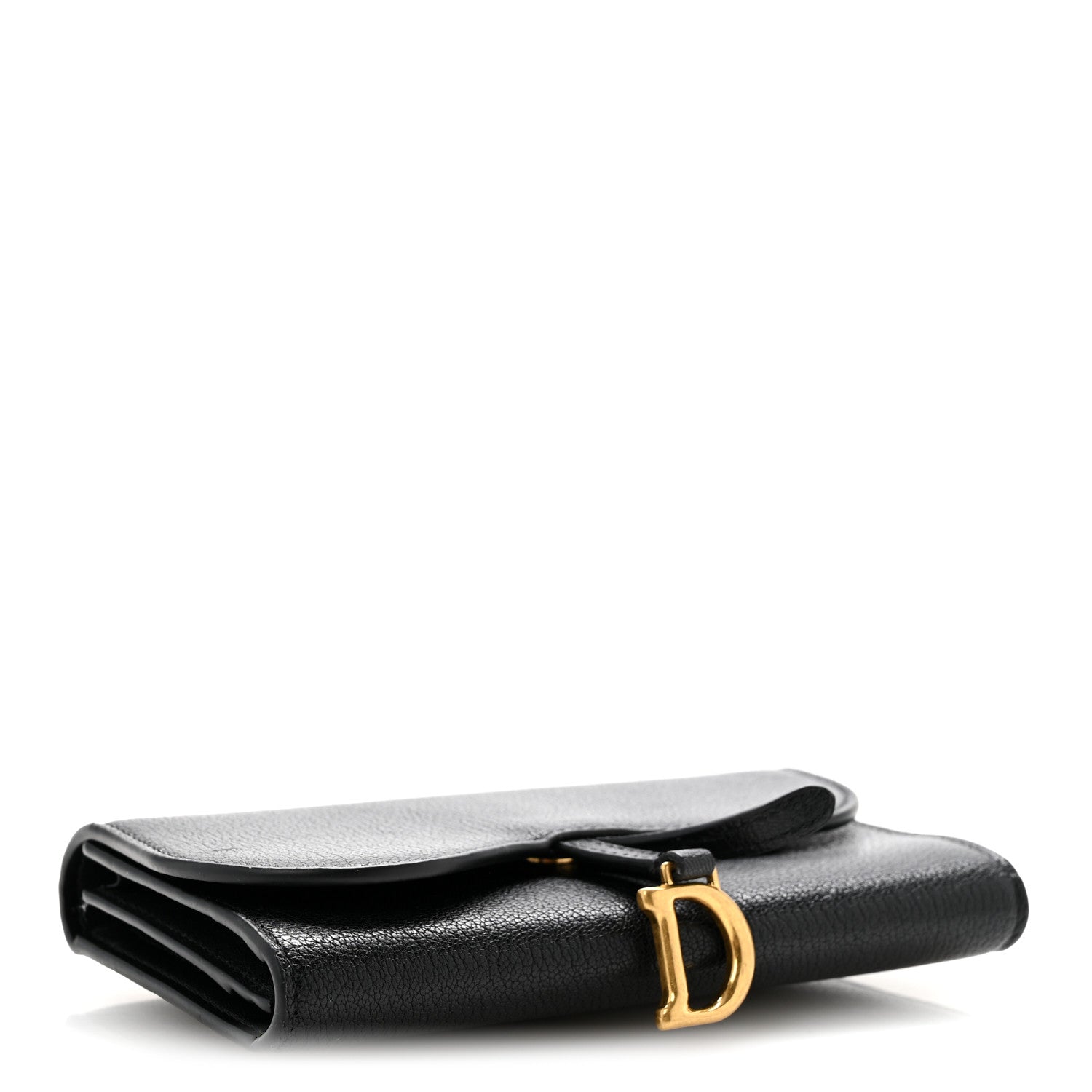 Christian Dior Goatskin Saddle Long Wallet Black 4 of 10