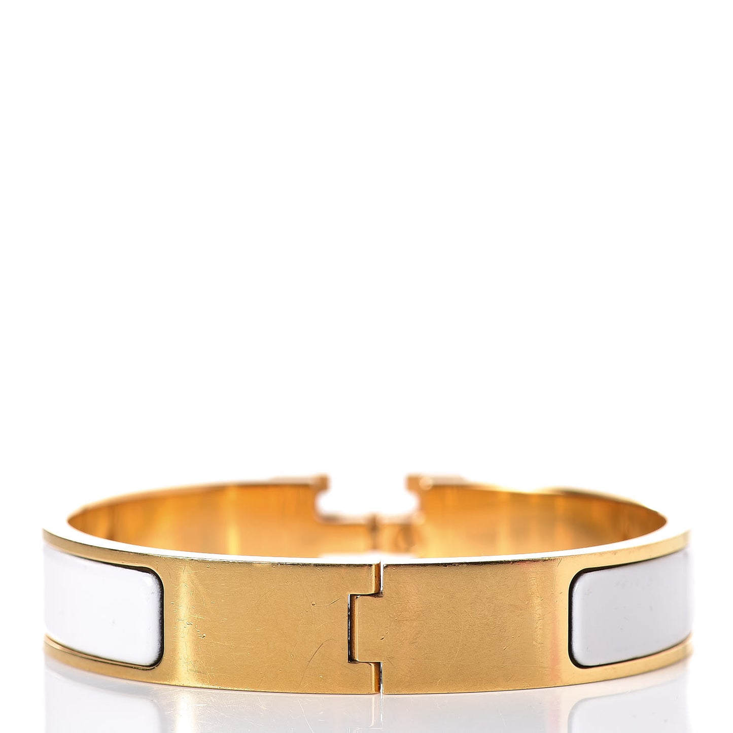 Enamel Narrow Clic Clac H Bracelet PM White