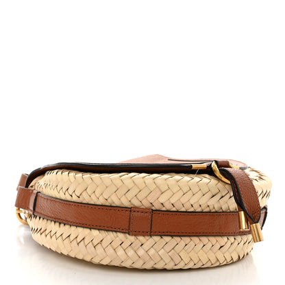 Chloe Raffia Small Grain Calfskin Small Marcie Basket Crossbody Tan 4 of 8