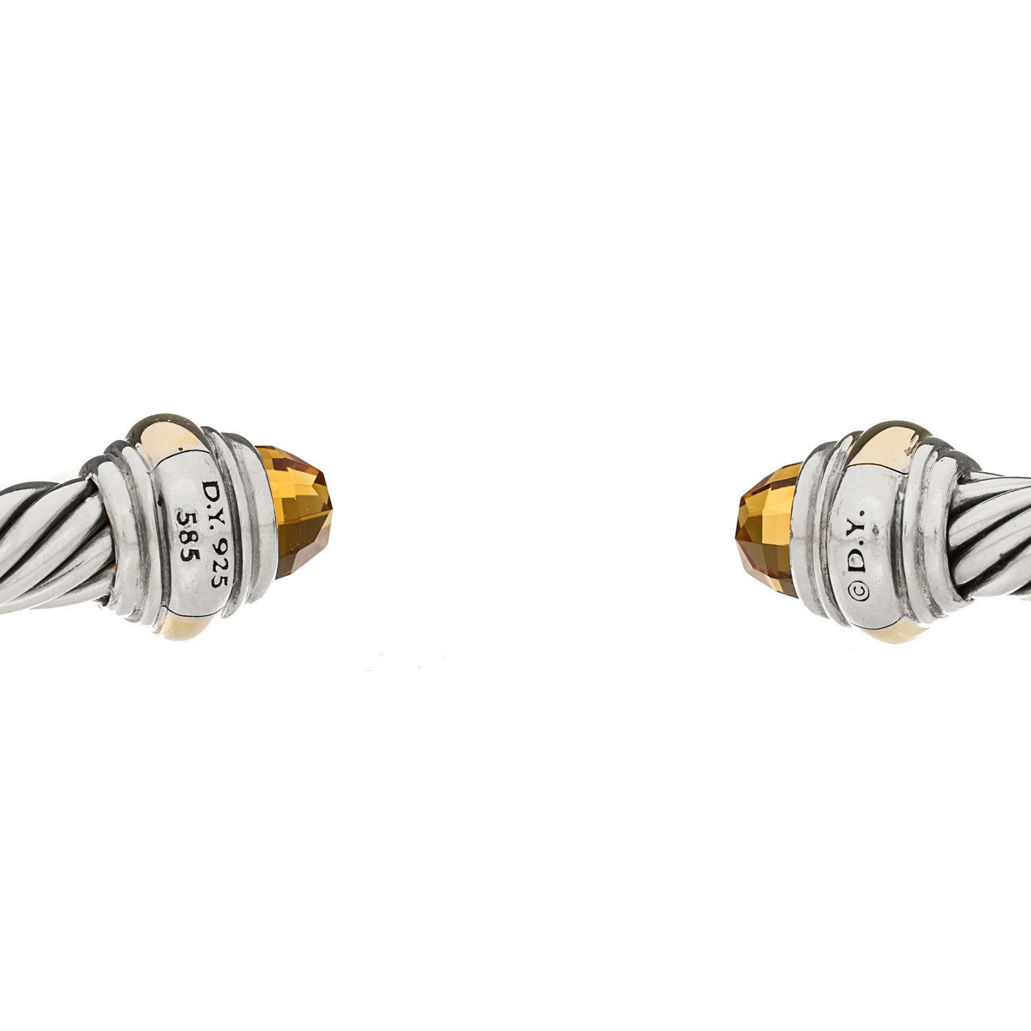 David Yurman Sterling Silver 14K Yellow Gold Citrine 5mm Cable Classics Bracelet 3 of 3