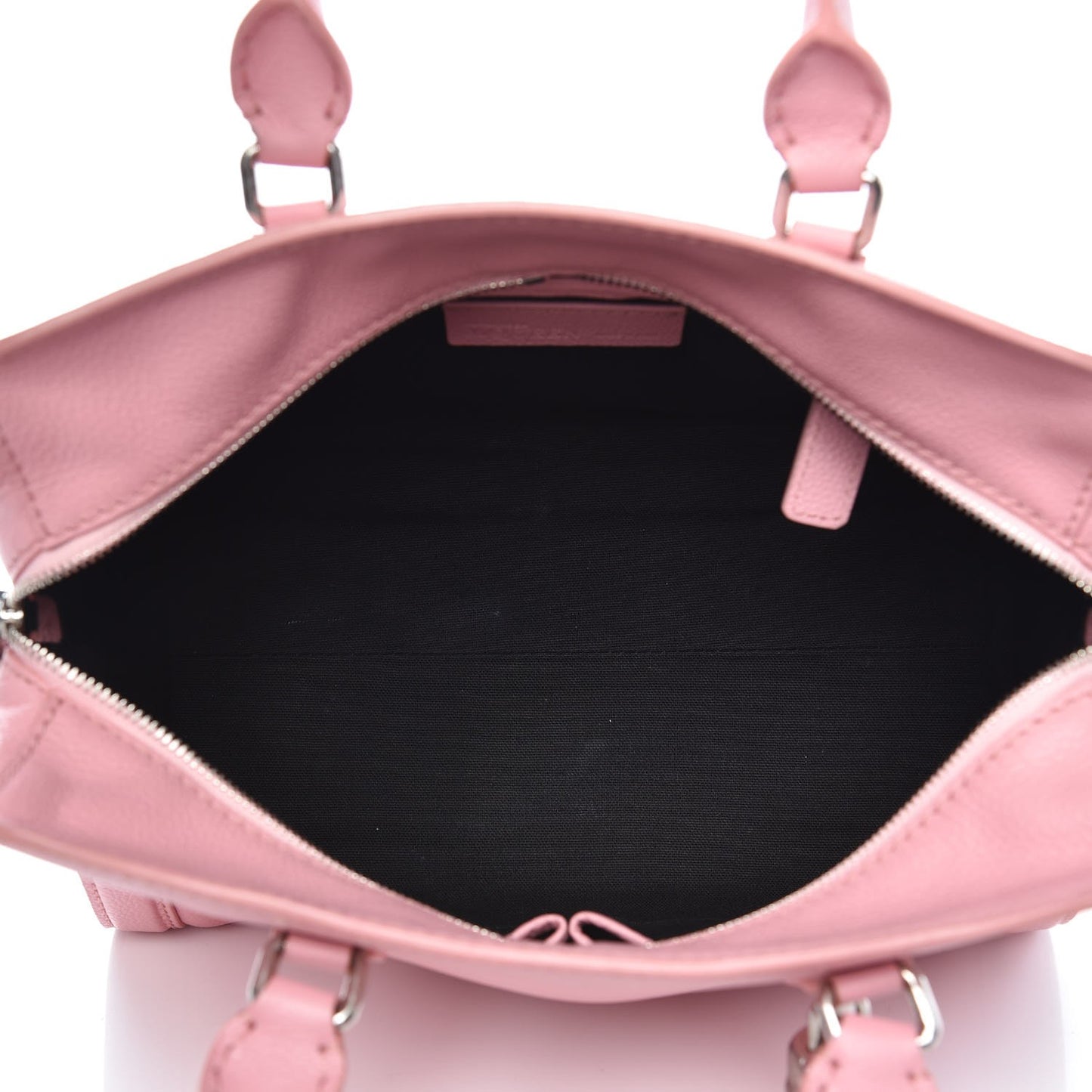 Pebbled Calfskin Small Skull Padlock Zip Around Tote Petal