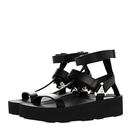 Hermes Calfskin Womens Enid Sandals 37 Black 3 of 8