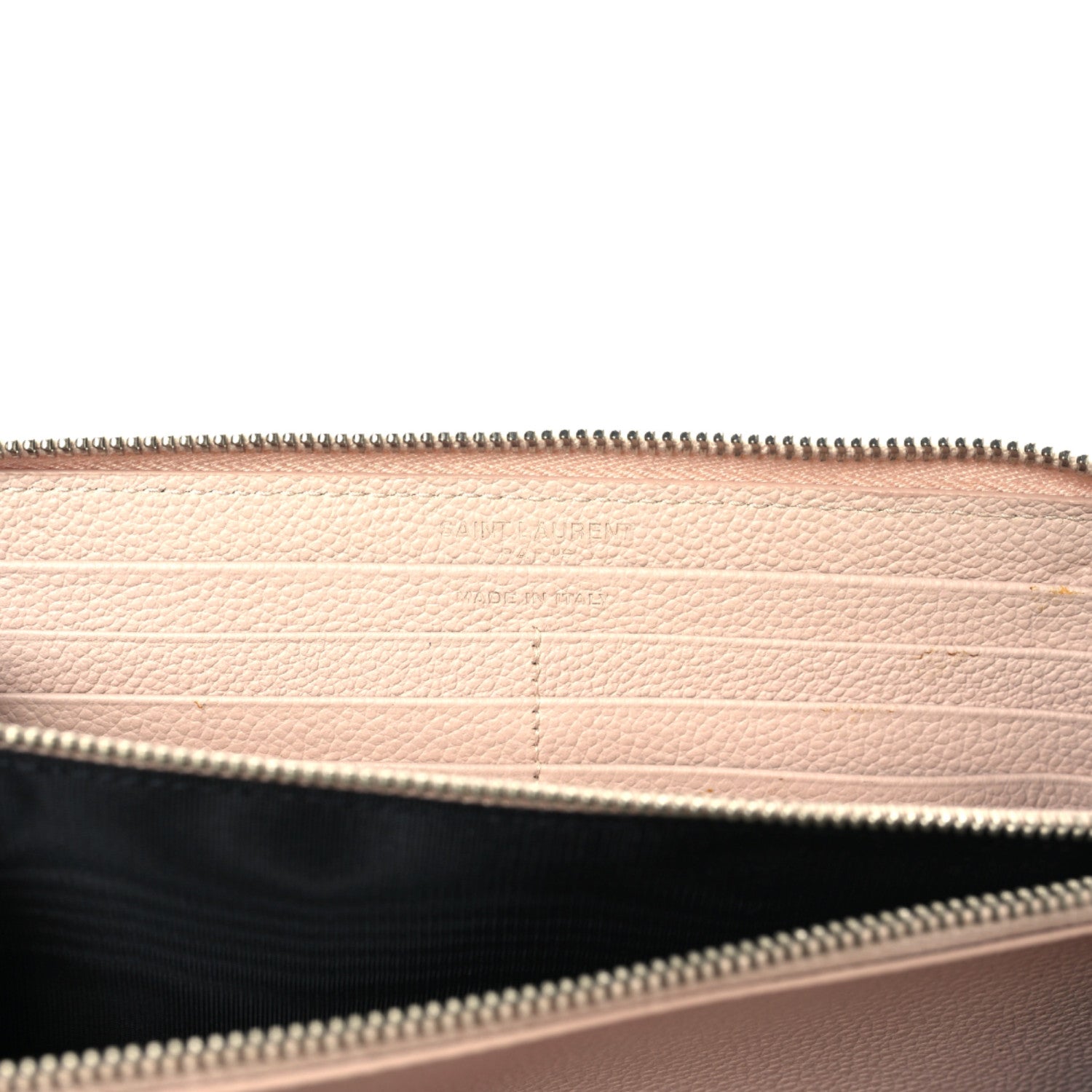 Saint Laurent Grained Calfskin Rive Gauche Zip Around Wallet Pink 6 of 8