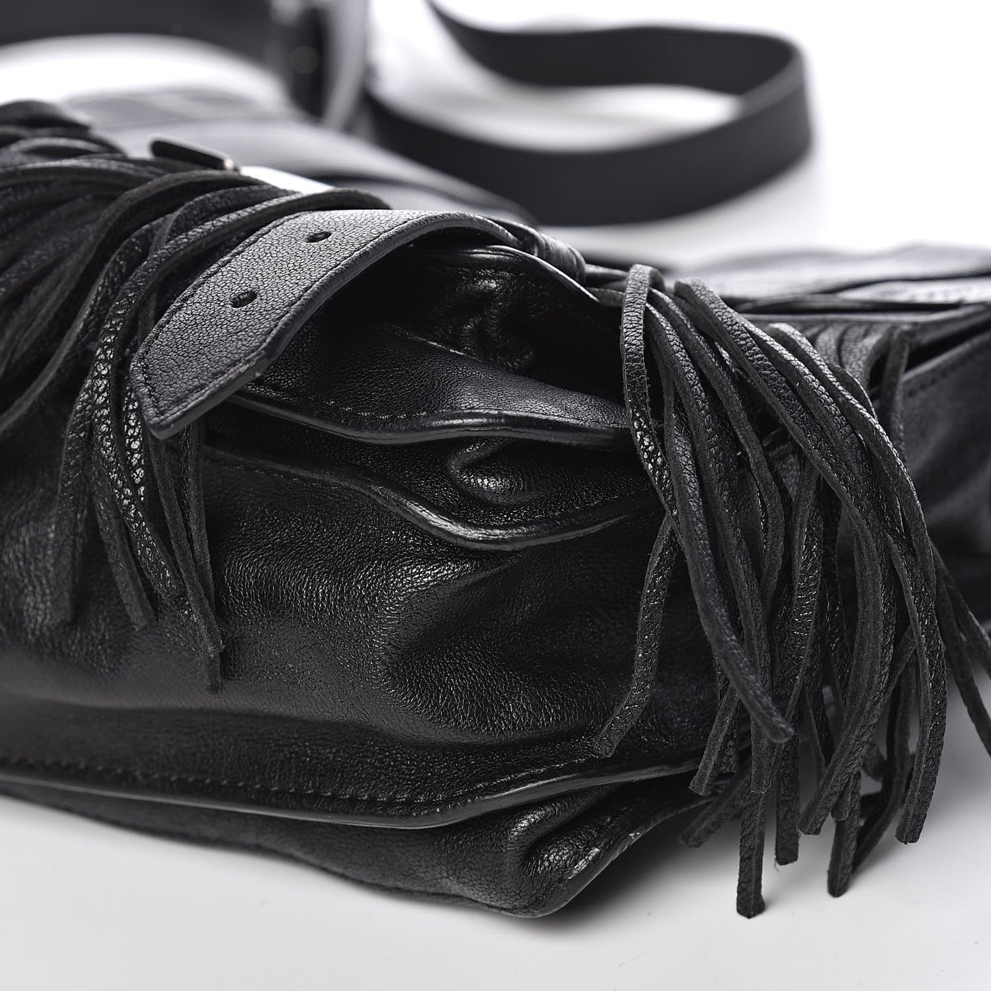 Lambskin Fringe PS1 Crossbody Pouch Black