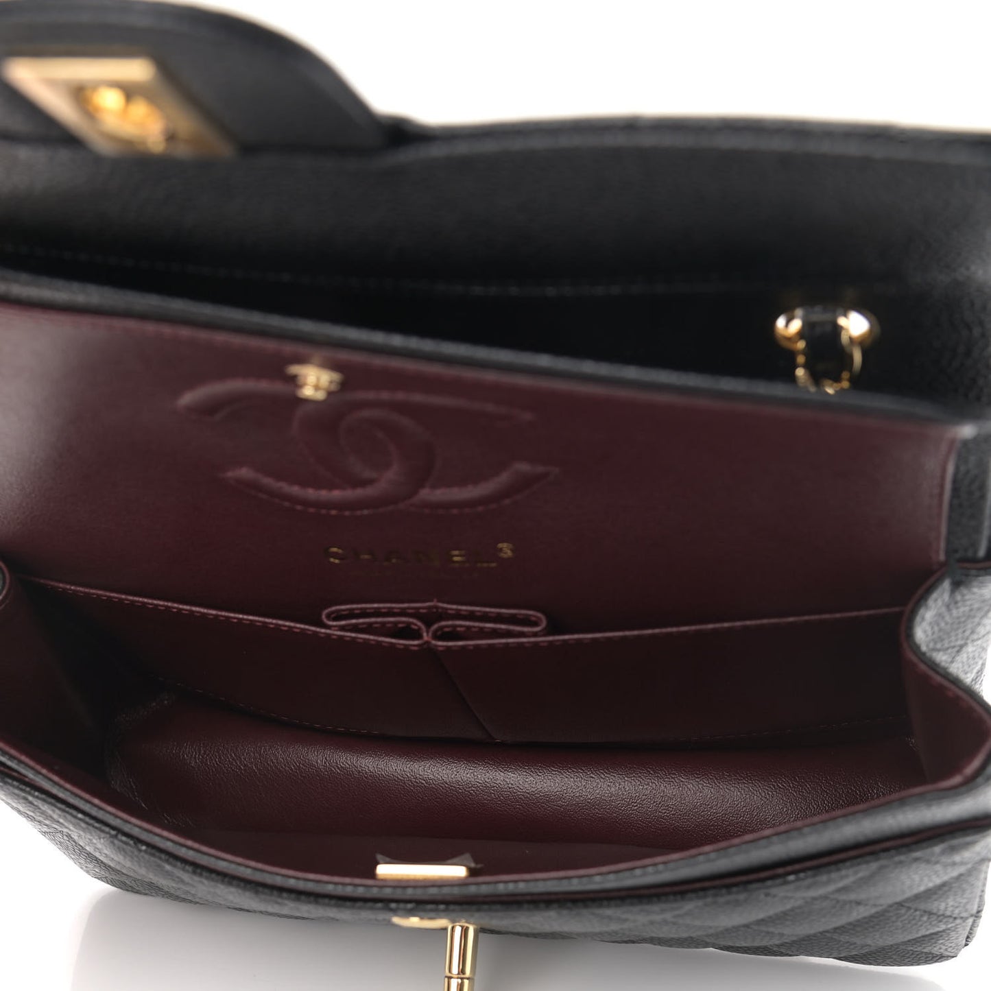 Caviar Quilted Small Double Flap Black