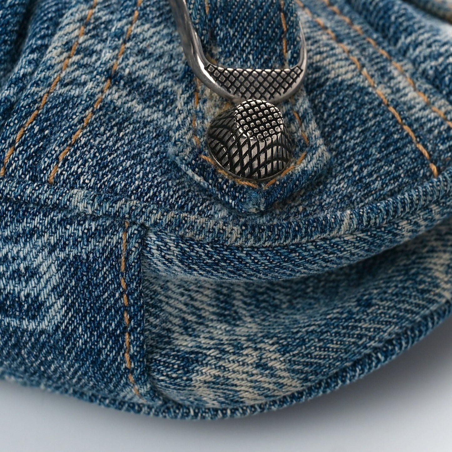 Bleached Denim BB Monogram Le Cagole Mini Purse With Chain Blue