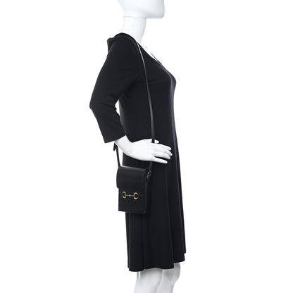 Gucci Boarded Plutone Calfskin Mini Horsebit 1955 Crossbody Bag Black 2 of 11