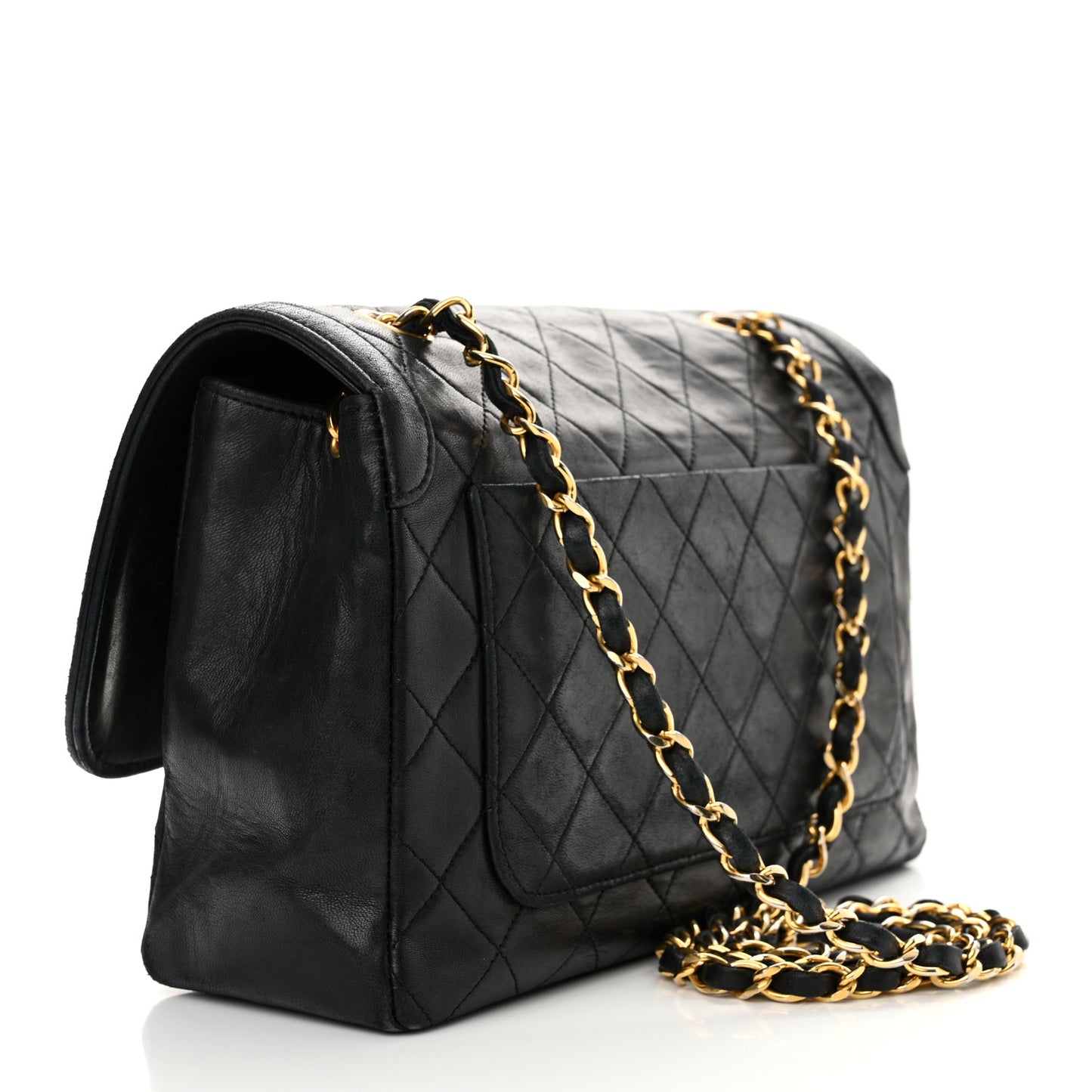 Lambskin Quilted Medium Single Flap Black