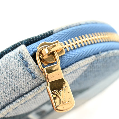 Louis Vuitton Denim Damier Monogram Patchwork Multi Pochette Accessories Coin Purse Blue Rouge 8 of 9