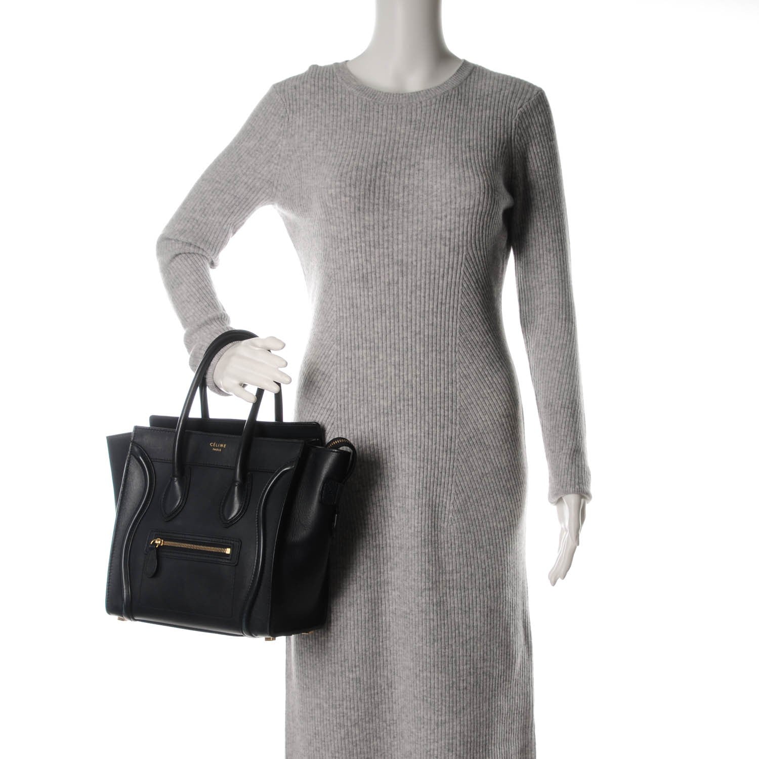 Celine Smooth Calfskin Micro Luggage Navy Blue 2 of 9