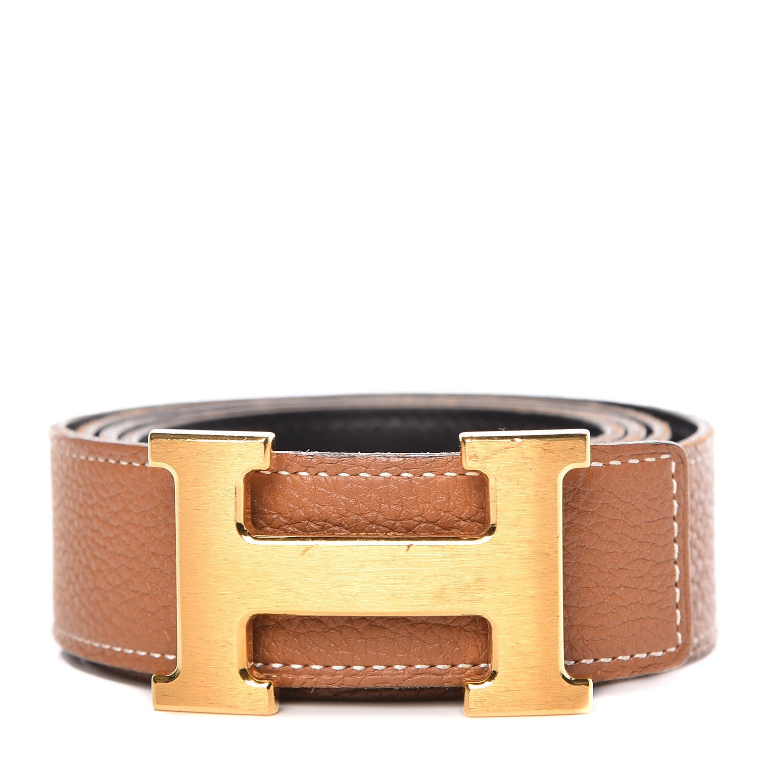 Hermes Box Togo 32mm H Belt 95 Black Gold 1 of 8