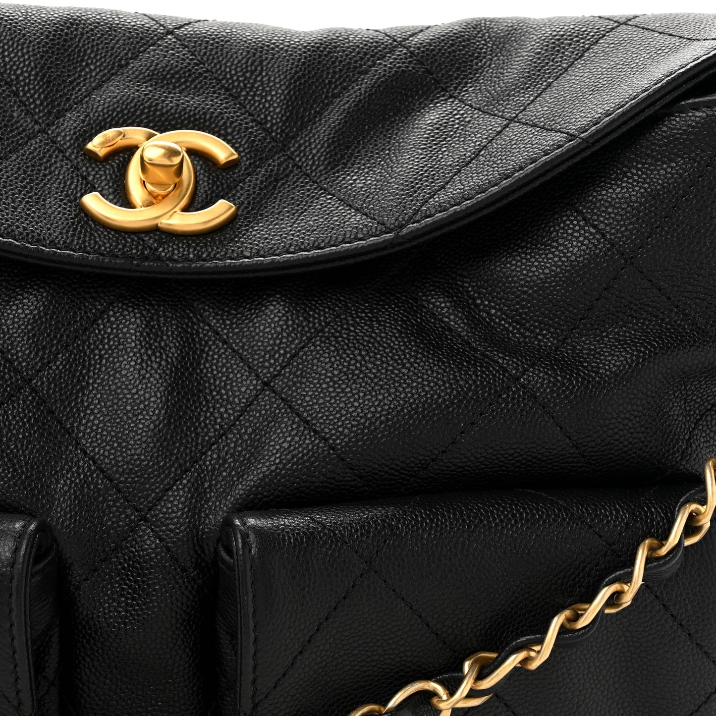 Caviar Quilted Supple Twins Hobo Bag Black