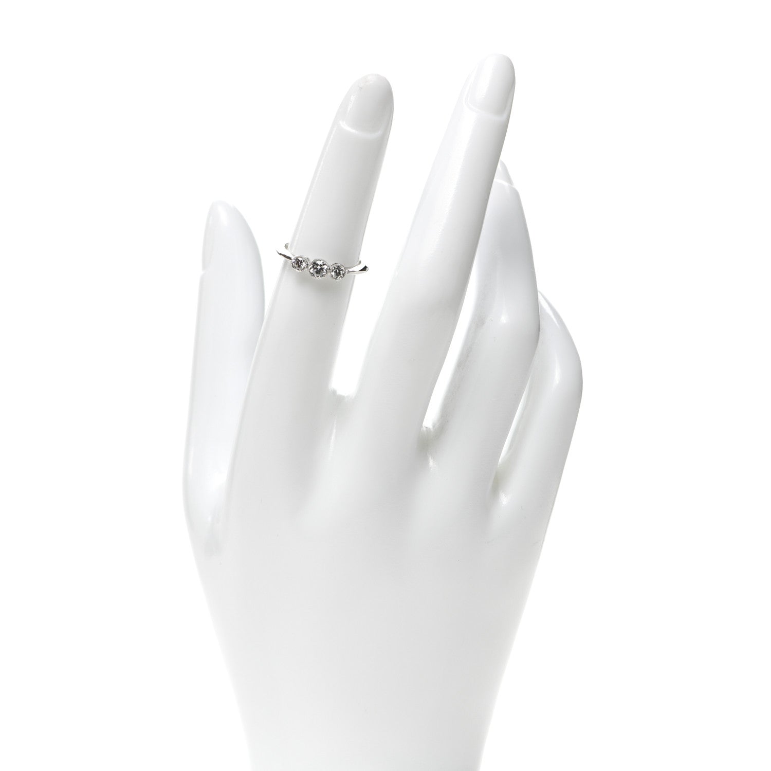 Tiffany Platinum Diamond Three Stone Milgrain Ring 49 4.75 2 of 5