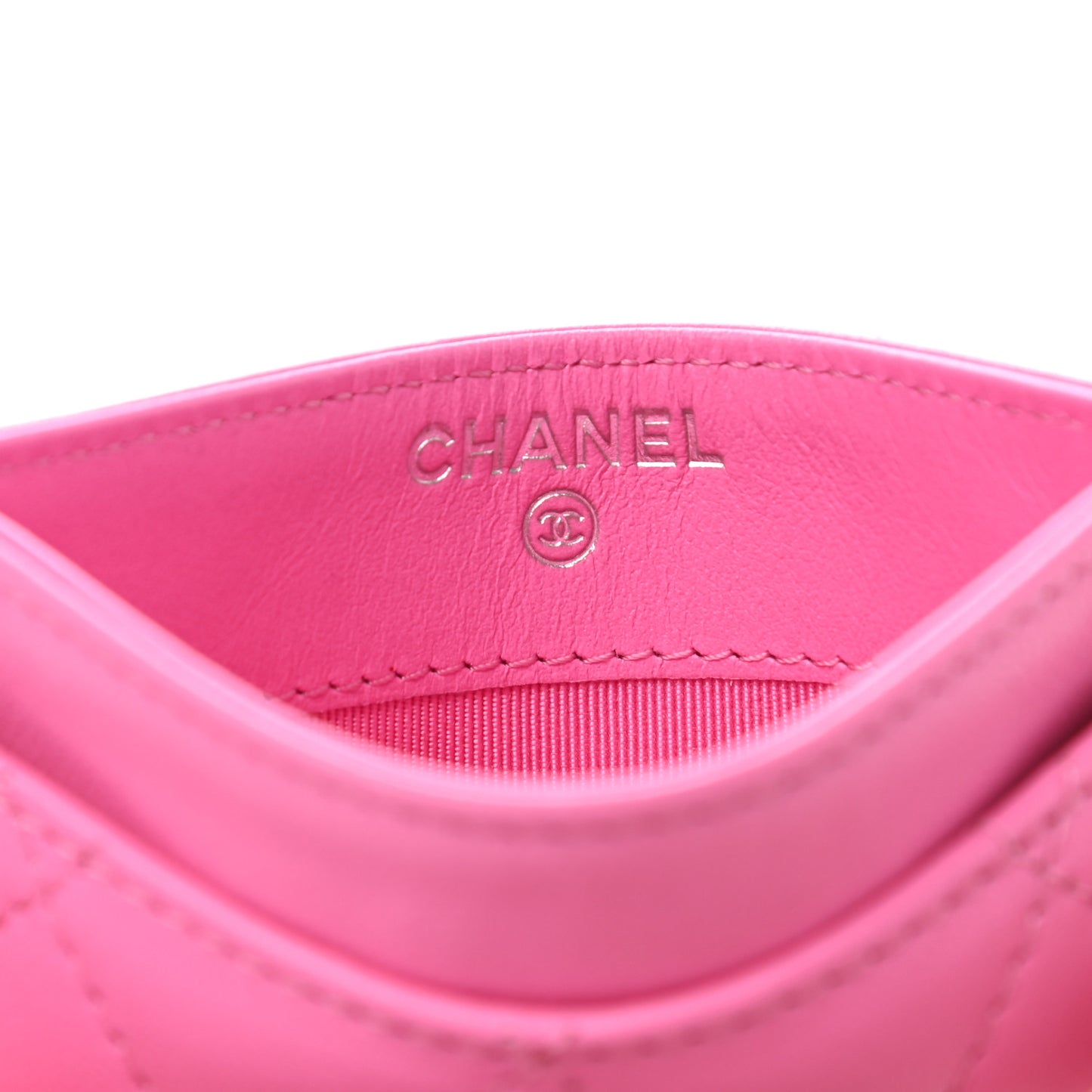 Lambskin Quilted Card Holder Pink