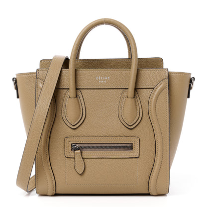 Celine Drummed Calfskin Nano Luggage Dune 1 of 10