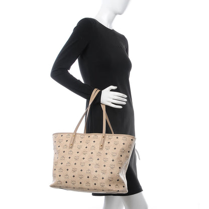 MCM Visetos Medium Anya Shopping Tote Beige 2 of 9