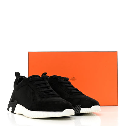 Hermes Air Mesh Suede Goatskin Mens Bouncing Sneakers 44 Black 8 of 8