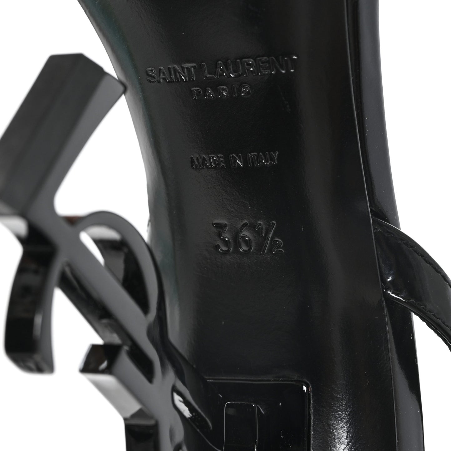 Patent Calfskin Opyum 110 Sandals 36.5 Black