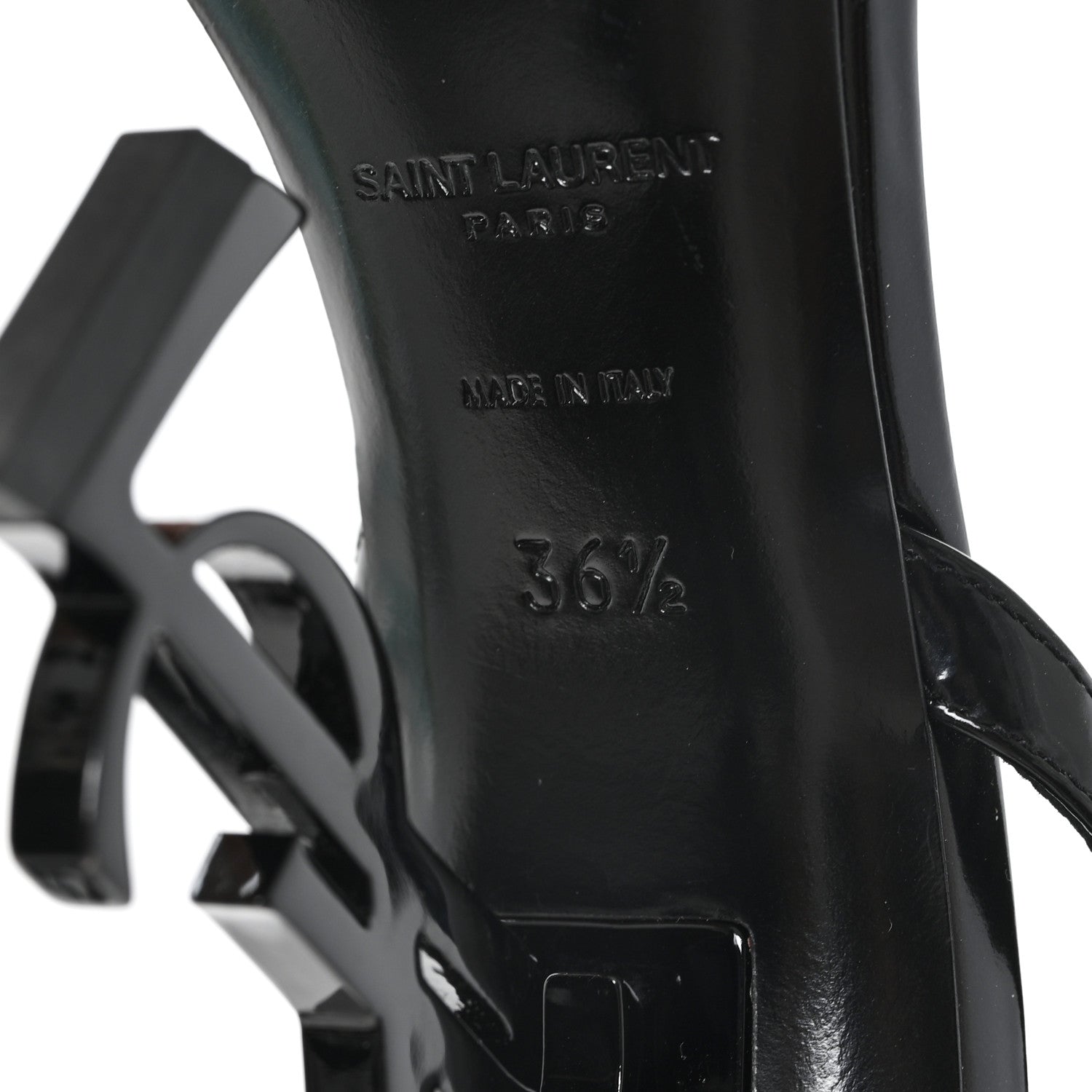 Saint Laurent Patent Calfskin Opyum 110 Sandals 36.5 Black 7 of 10