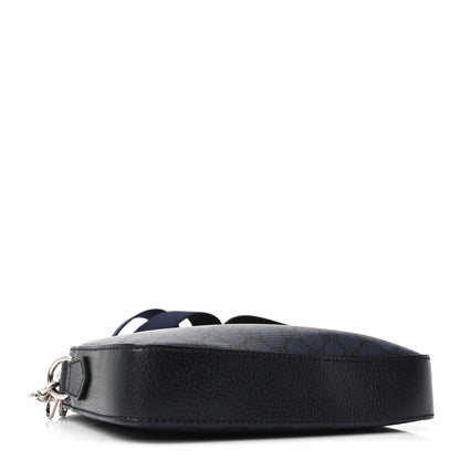 Gucci GG Supreme Monogram Textured Dollar Calfskin Web Ophidia Wristlet Shoulder Bag Black Blue 4 of 10