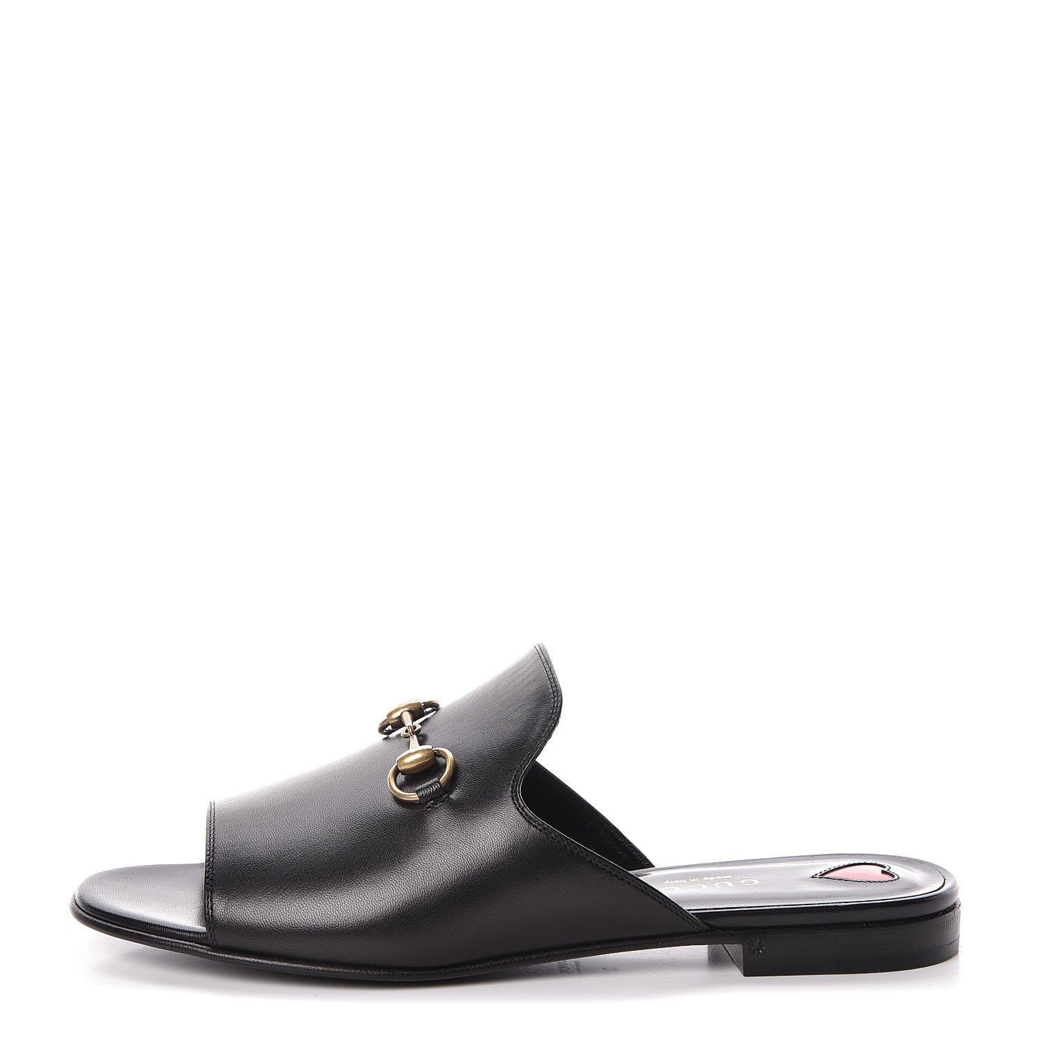 Gucci Malaga Kid Horsebit Slide Sandals 37 Black 1 of 9