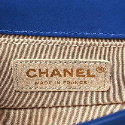 Chanel Lambskin Woven Mini Chateau Boy Flap Blue 6 of 10