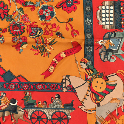 Hermes Silk Fantaisies Indiennes Scarf 90 Rouge Rose Vif Vert 2 of 3
