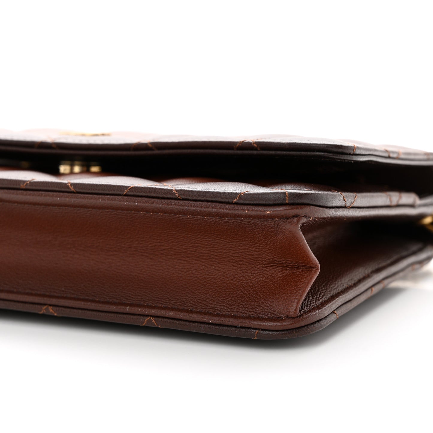 Gradient Lambskin Quilted Wallet On Chain WOC Brown