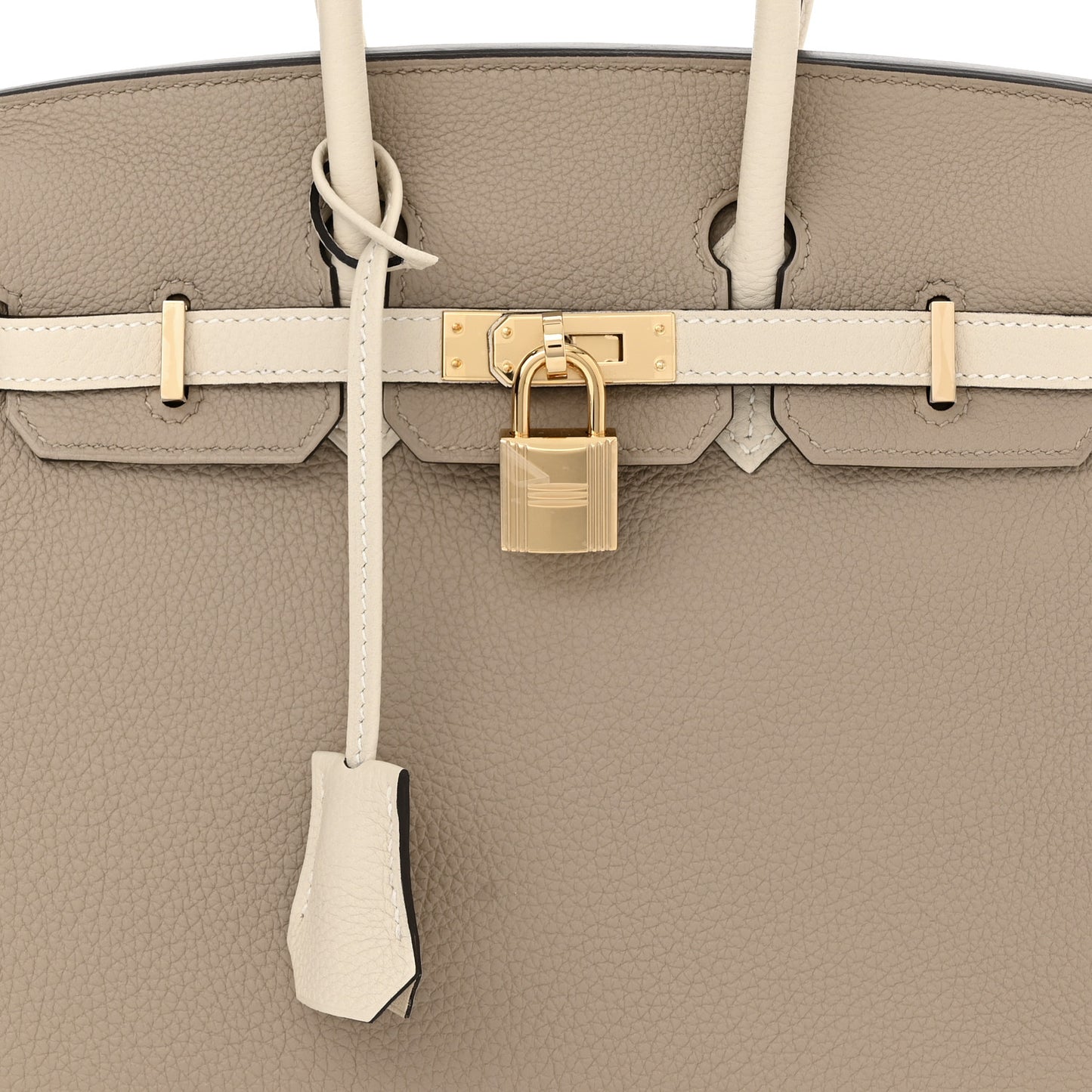 Togo Horseshoe Birkin 25 Gris Tourterelle Craie