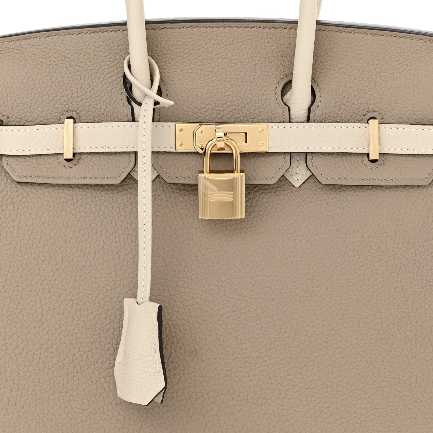 Hermes Togo Horseshoe Birkin 25 Gris Tourterelle Craie 7 of 10