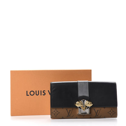 Louis Vuitton Calfskin Reverse Monogram Column Sarah Wallet Black 11 of 11
