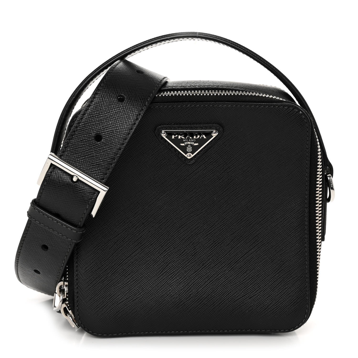 Prada Saffiano Crossbody Messenger Bag Black 1 of 12
