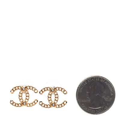 Chanel Chain Pearl CC Earrings Gold 2 of 4