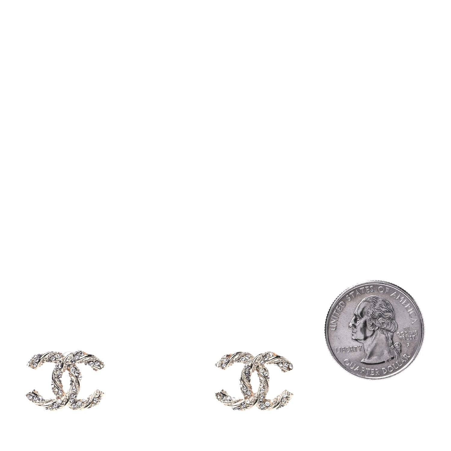 Chanel Crystal Twisted CC Earrings Gold 2 of 4