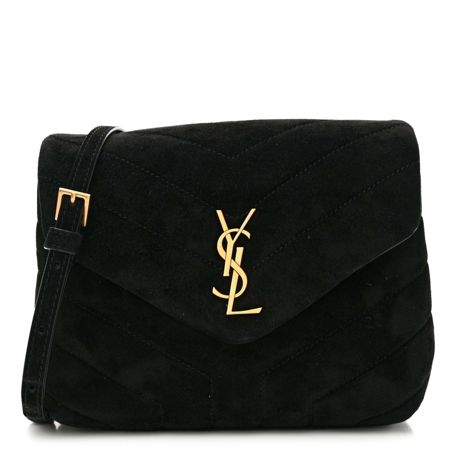 Saint Laurent Suede Y Quilted Monogram Toy Loulou Crossbody Bag Black 1 of 12