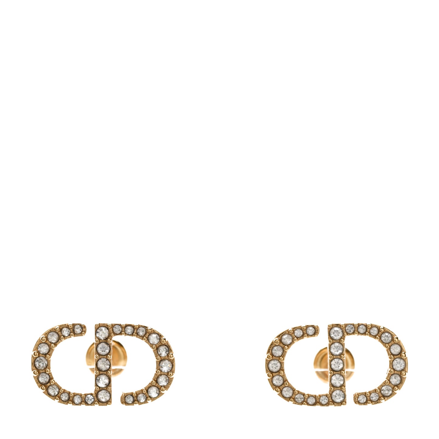 Crystal Petit CD Stud Earrings Gold