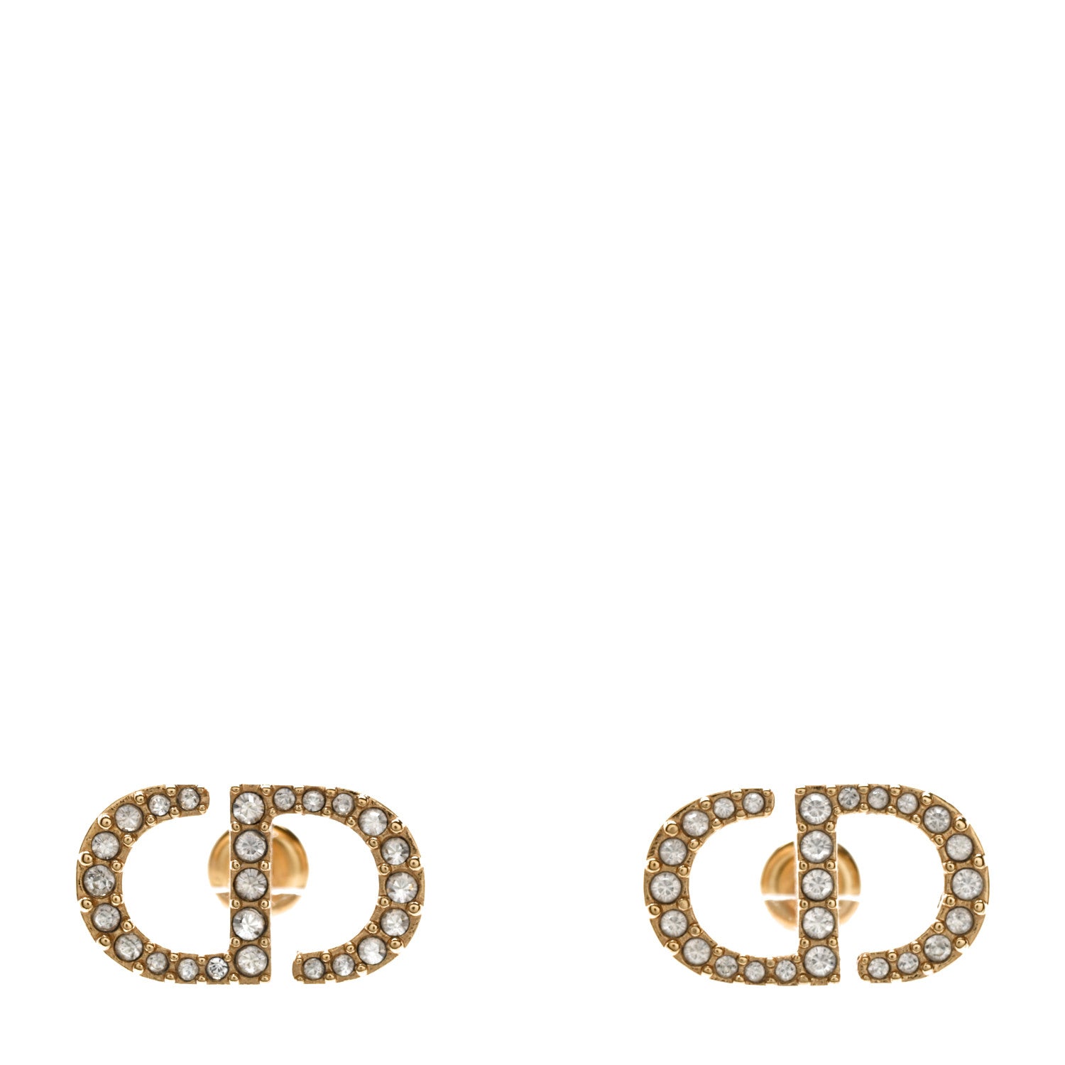 Christian Dior Crystal Petit CD Stud Earrings Gold 1 of 5
