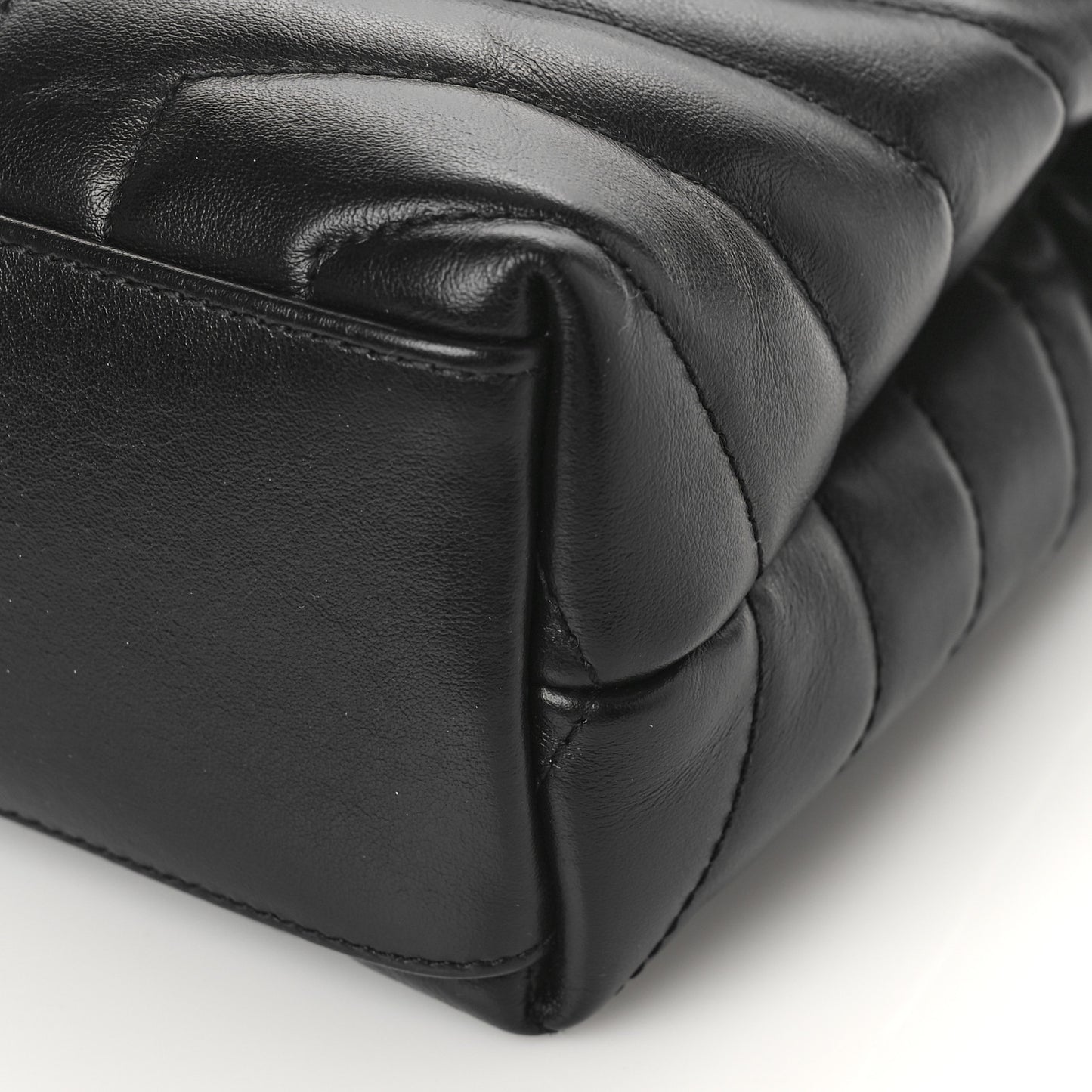 Calfskin Y Quilted Monogram Monochrome Small Loulou Chain Satchel Black