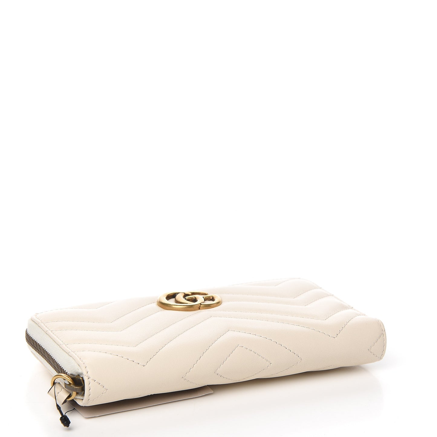 Calfskin Matelasse GG Marmont Zip Around Wallet White