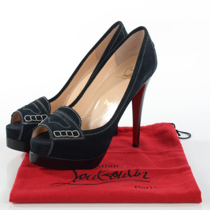 Christian Louboutin Suede Peniche Platform Peep Toe Pumps 38 Navy 4 of 9