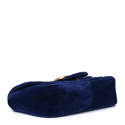 Gucci Velvet Matelasse Mini GG Marmont Shoulder Bag Cobalt Blue 4 of 13