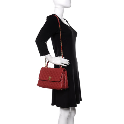 Chanel Caviar Quilted Small Coco Handle Flap Red 2 of 11
