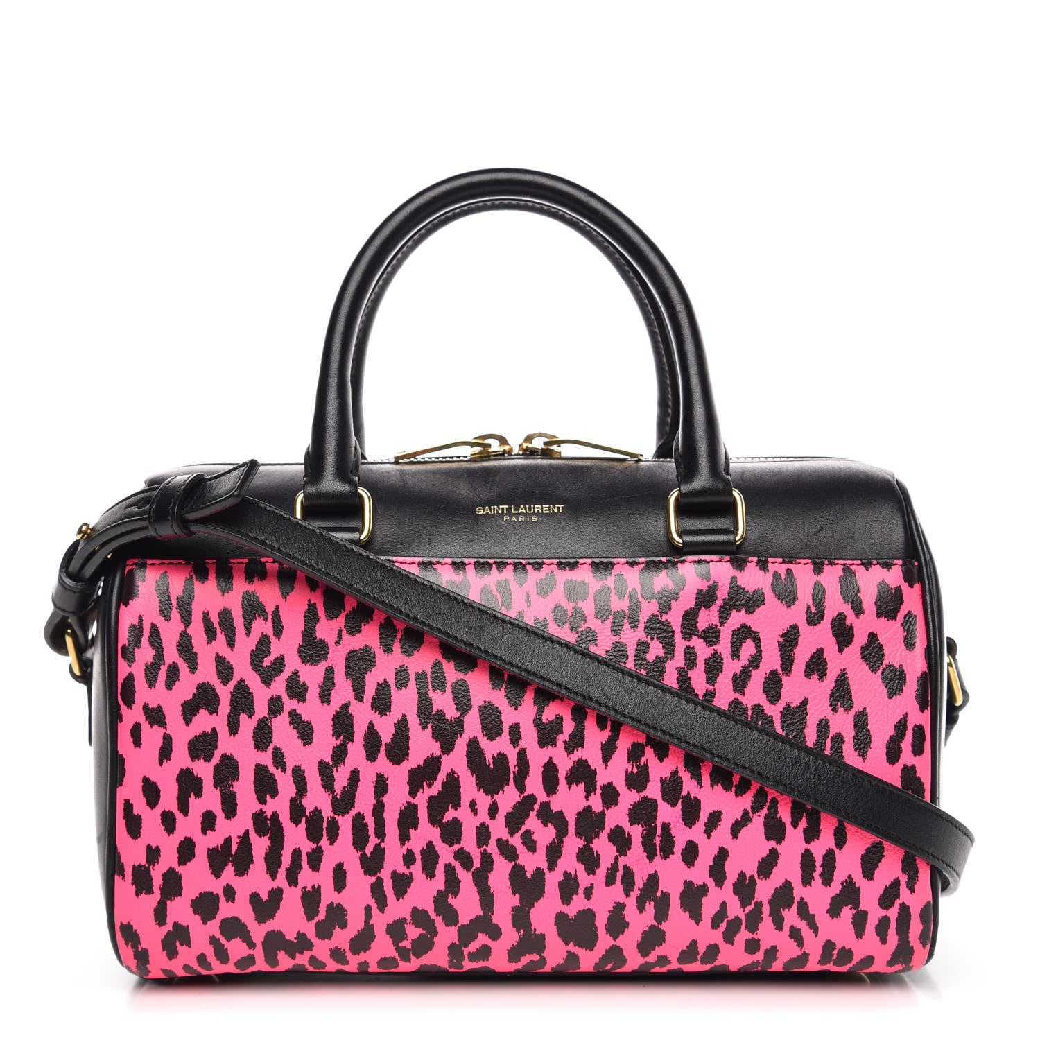 Saint Laurent Calfskin Printed Leopard Classic Baby Duffle Pink Black 1 of 13