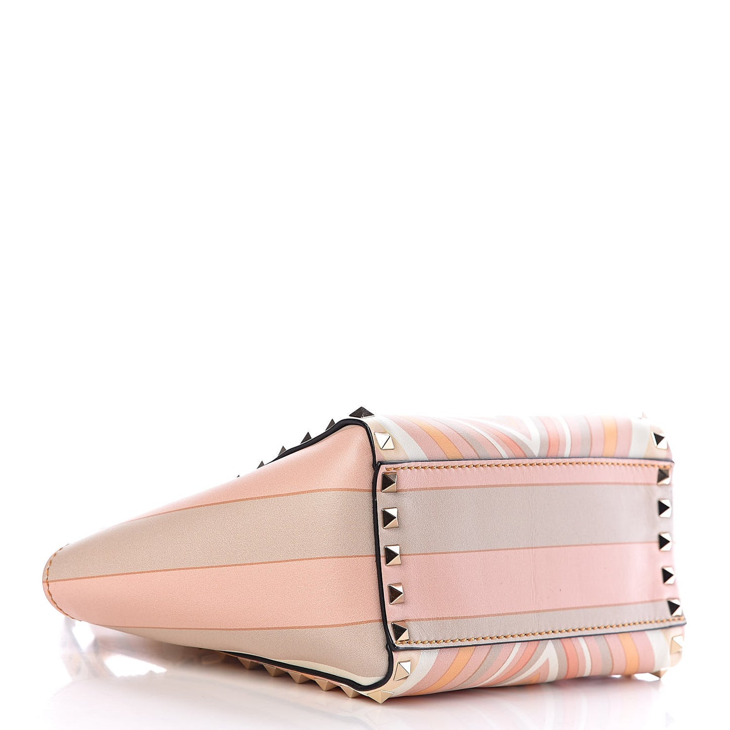 Vitello Native Couture 1975 Mini Rockstud Double Handle Tote Mandarin Sorbet