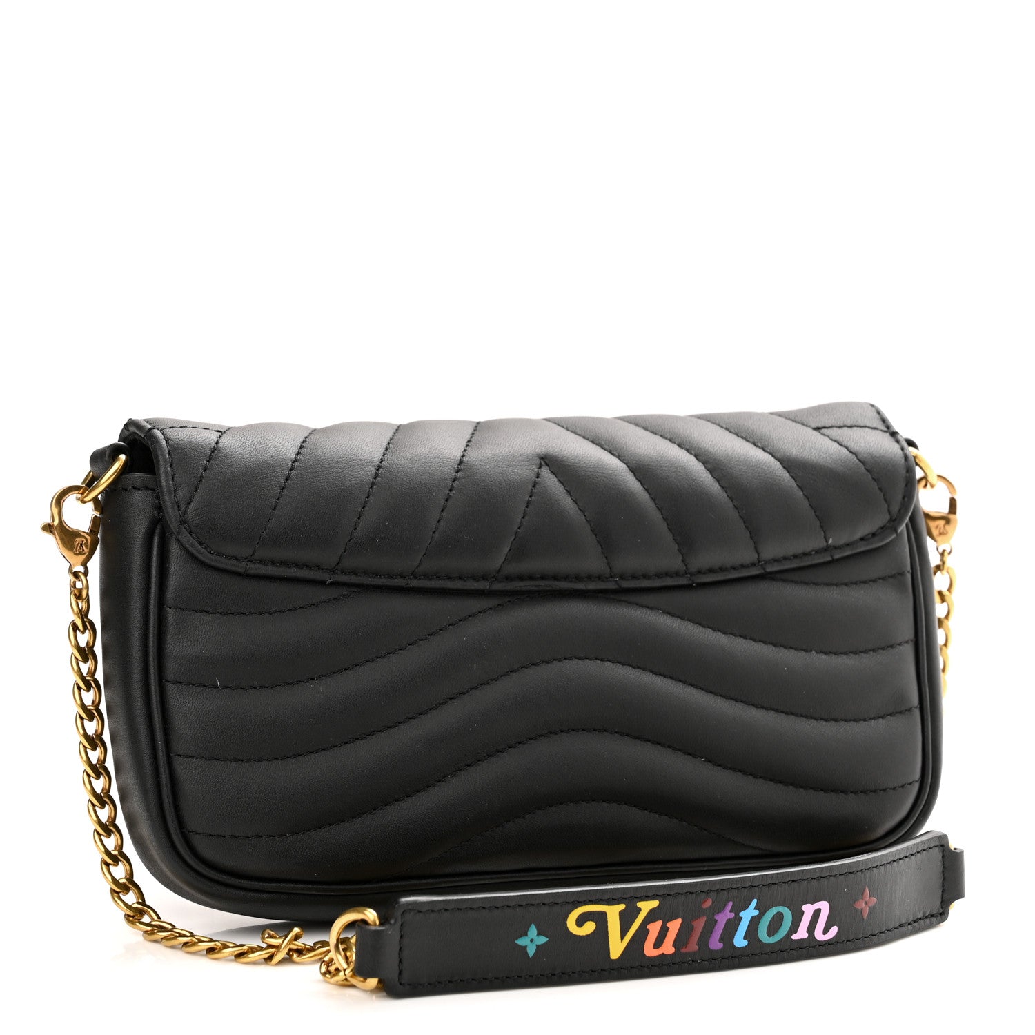 Louis Vuitton Calfskin New Wave Chain Pochette Black 3 of 10