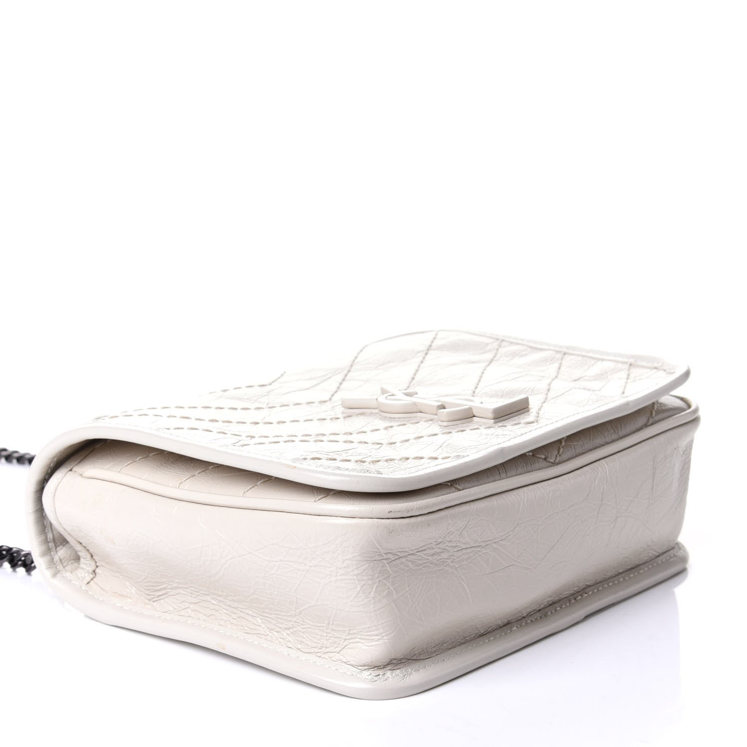 Saint Laurent Crinkled Calfskin Matelasse Monogram Niki Chain Wallet Crema Soft 3 of 5