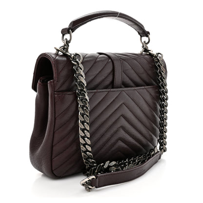 Saint Laurent Sheepskin Matelasse Chevron Monogram Medium College Bag Amaranto 2 of 14